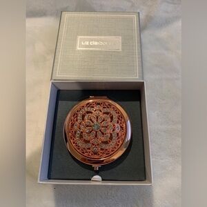 Liz Claiborne Compact Mirror + Magnifier Rose Gold Color